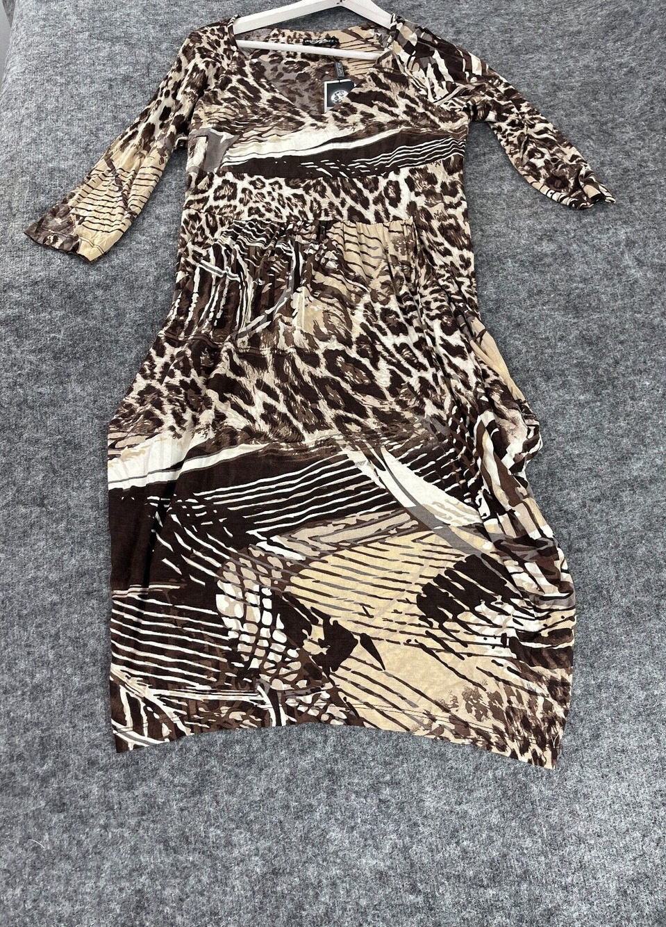 Red Apple A Line Dress Womens Medium Leopard Cheetah 1/2 Sleeve Swing N335